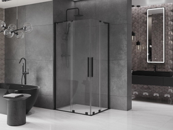 Mexen Velar L Duo Duschkabine Schiebetür 100 x 90 cm, transparent, schwarz - 871-100-090-02-03-70