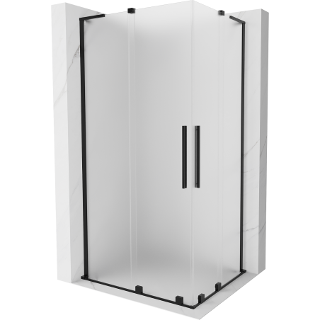 Mexen Velar L Duo Duschkabine schiebbar 100 x 90 cm, Raureif, schwarz - 871-100-090-02-33-70