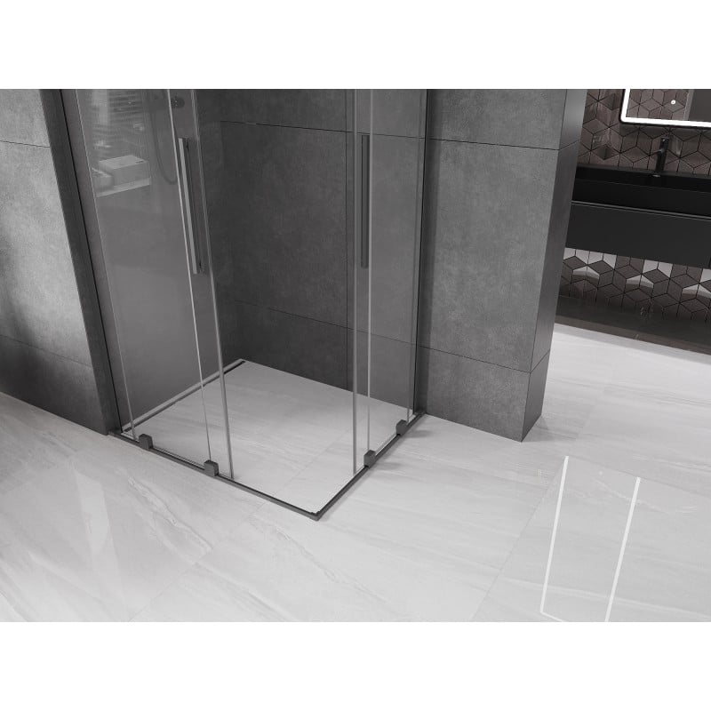 Mexen Velar L Duo Schiebeduschkabine 100 x 90 cm, transparent, Gun Metal - 871-100-090-02-03-95