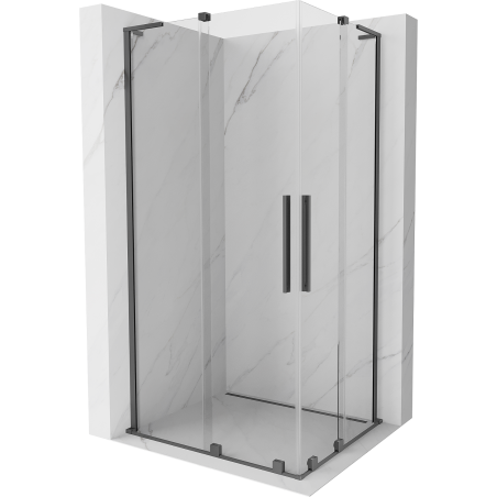 Mexen Velar L Duo Duschkabine Schiebbar 90 x 80 cm, Transparent, Gun Metall - 871-090-080-02-03-95