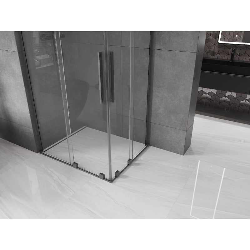 Mexen Velar L Duo Duschkabine Schiebbar 90 x 80 cm, Transparent, Gun Metall - 871-090-080-02-03-95