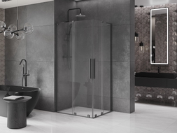 Mexen Velar L Duo Schiebeduschkabine 100 x 90 cm, transparent, Gun Metal - 871-100-090-02-03-95