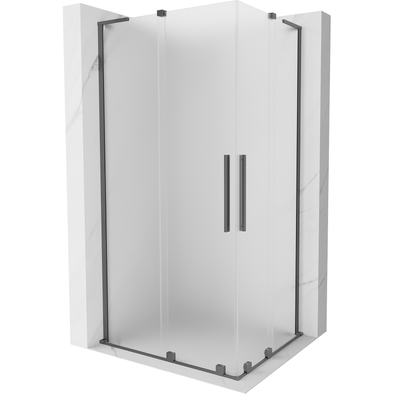Mexen Velar L Duo Duschkabine Schiebetür 100 x 90 cm, Mattglas, Gun Metal - 871-100-090-02-33-95