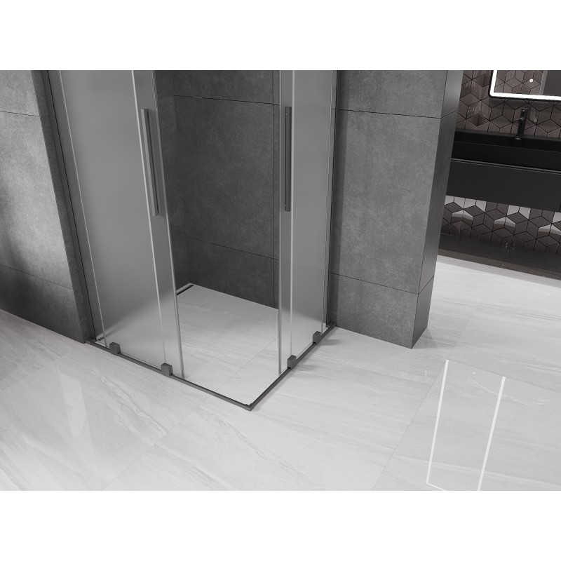 Mexen Velar L Duo Schiebetür-Duschkabine 90 x 80 cm, matt, Gun Metal - 871-090-080-02-33-95