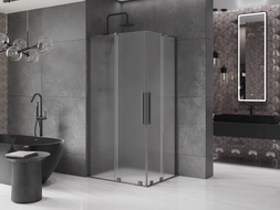 Mexen Velar L Duo Schiebetür-Duschkabine 90 x 80 cm, matt, Gun Metal - 871-090-080-02-33-95