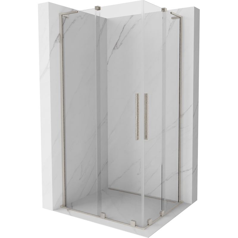 Mexen Velar L Duo Duschkabine, verschiebbar 90 x 80 cm, transparent, gebürstetes Nickel - 871-090-080-02-03-97