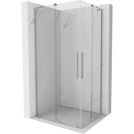 Mexen Velar L Duo Duschkabine, verschiebbar 90 x 80 cm, transparent, gebürstetes Nickel - 871-090-080-02-03-97