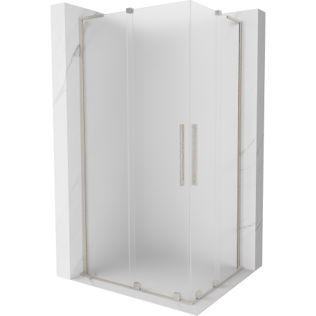 Mexen Velar L Duo schiebbare Duschkabine 90 x 80 cm, Eisglas, gebürsteter Nickel - 871-090-080-02-33-97