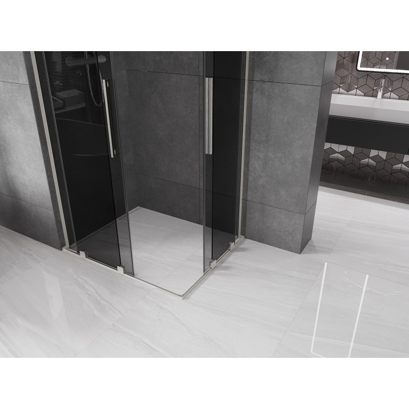 Mexen Velar L Duo Schiebeduschkabine 100 x 90 cm, Graphit, gebürsteter Nickel - 871-100-090-02-43-97