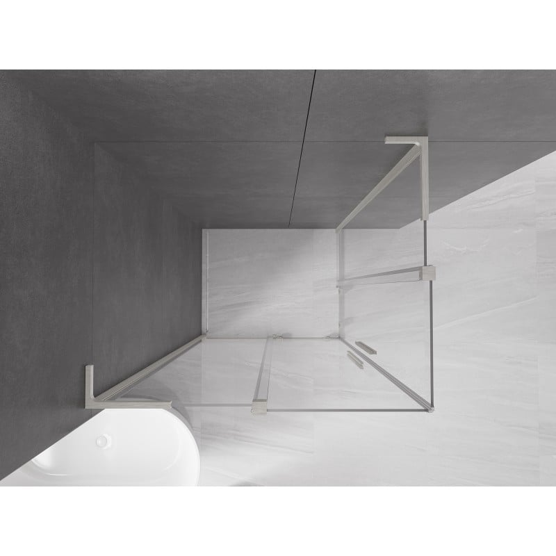Mexen Velar L Duo Duschkabine Schiebetür 100 x 90 cm, transparent, gebürsteter Nickel - 871-100-090-02-03-97