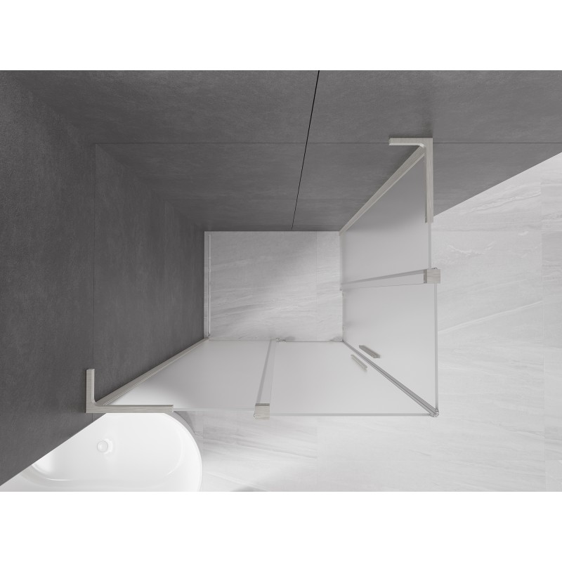 Mexen Velar L Duo schiebbare Duschkabine 90 x 80 cm, Eisglas, gebürsteter Nickel - 871-090-080-02-33-97