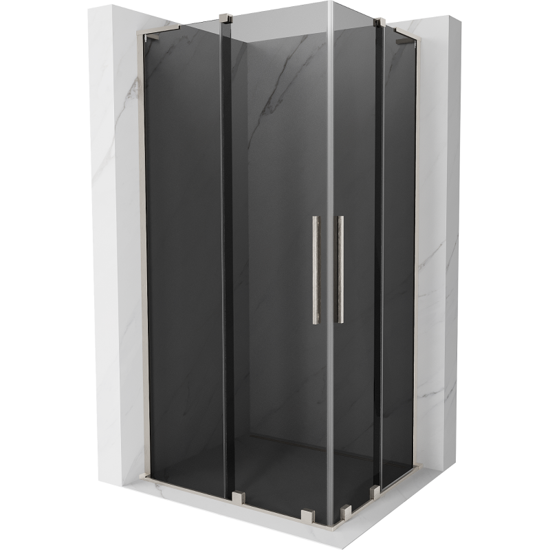 Mexen Velar L Duo Schiebeduschkabine 100 x 90 cm, Graphit, gebürsteter Nickel - 871-100-090-02-43-97