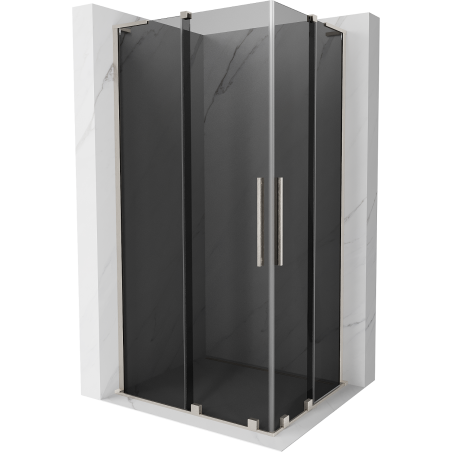 Mexen Velar L Duo Schiebeduschkabine 100 x 90 cm, Graphit, gebürsteter Nickel - 871-100-090-02-43-97