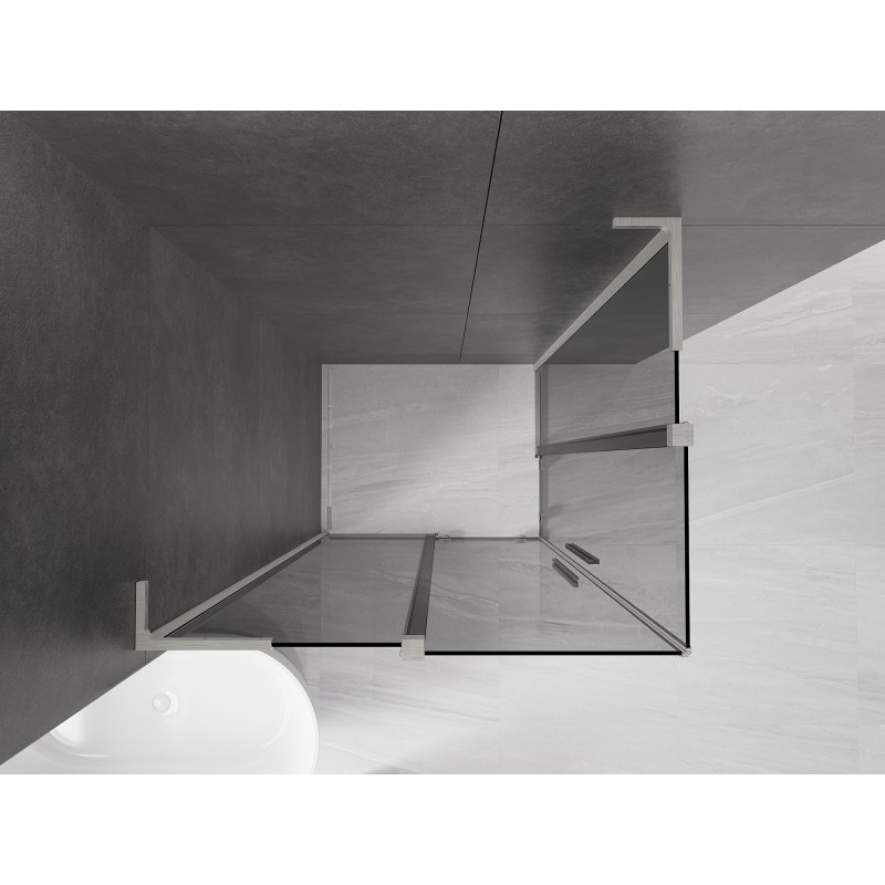 Mexen Velar L Duo Schiebeduschkabine 100 x 90 cm, Graphit, gebürsteter Nickel - 871-100-090-02-43-97