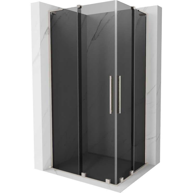 Mexen Velar L Duo Duschkabine schiebbar 90 x 80 cm, Graphit, gebürsteter Nickel - 871-090-080-02-43-97