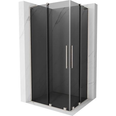 Mexen Velar L Duo Duschkabine schiebbar 90 x 80 cm, Graphit, gebürsteter Nickel - 871-090-080-02-43-97