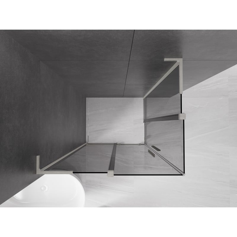 Mexen Velar L Duo Duschkabine schiebbar 90 x 80 cm, Graphit, gebürsteter Nickel - 871-090-080-02-43-97