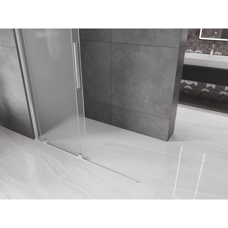 Mexen Velar Duschwand zum Schieben Walk-in 140 x 200 cm, Frost 8 mm, Chrom - 871-140-000-33-01