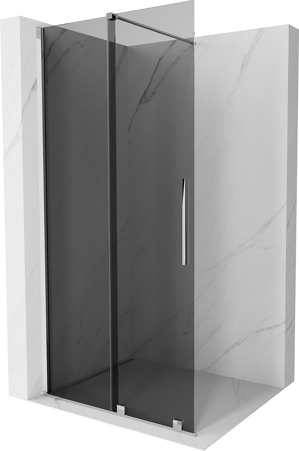 Mexen Velar Duschwand schwenkbar Walk-in 70 x 200 cm, graphit 8 mm, chrom - 871-070-000-43-01