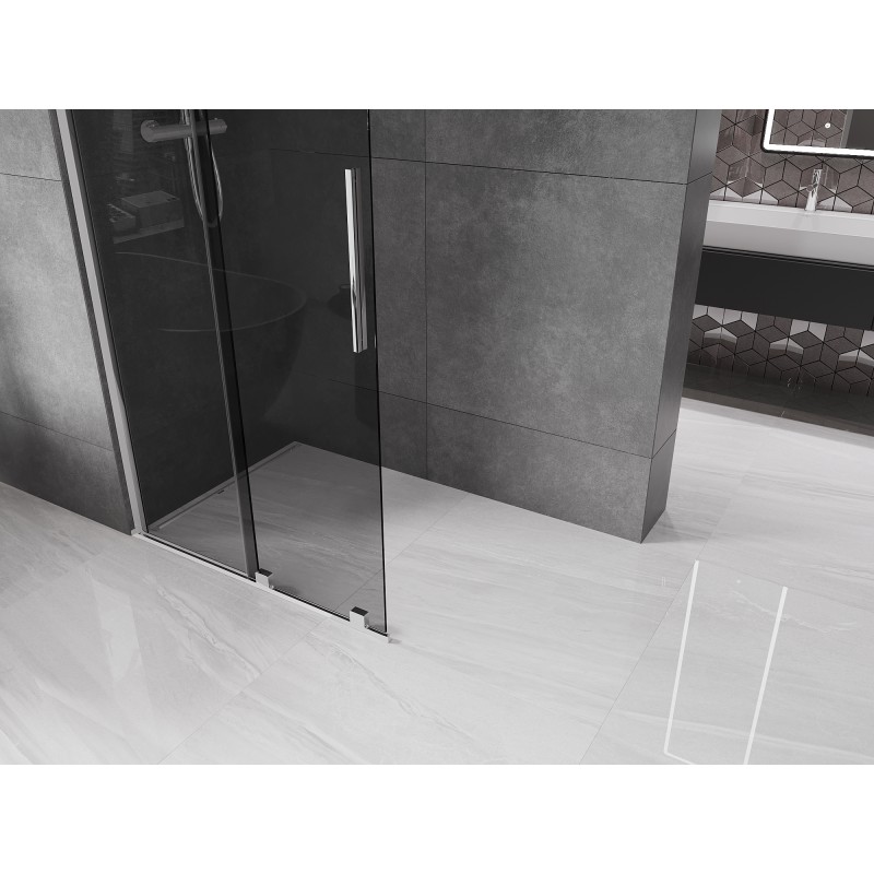 Mexen Velar Duschwand Schiebeanlage Walk-in 70 x 200 cm, Graphit 8 mm, Chrom - 871-070-000-43-01