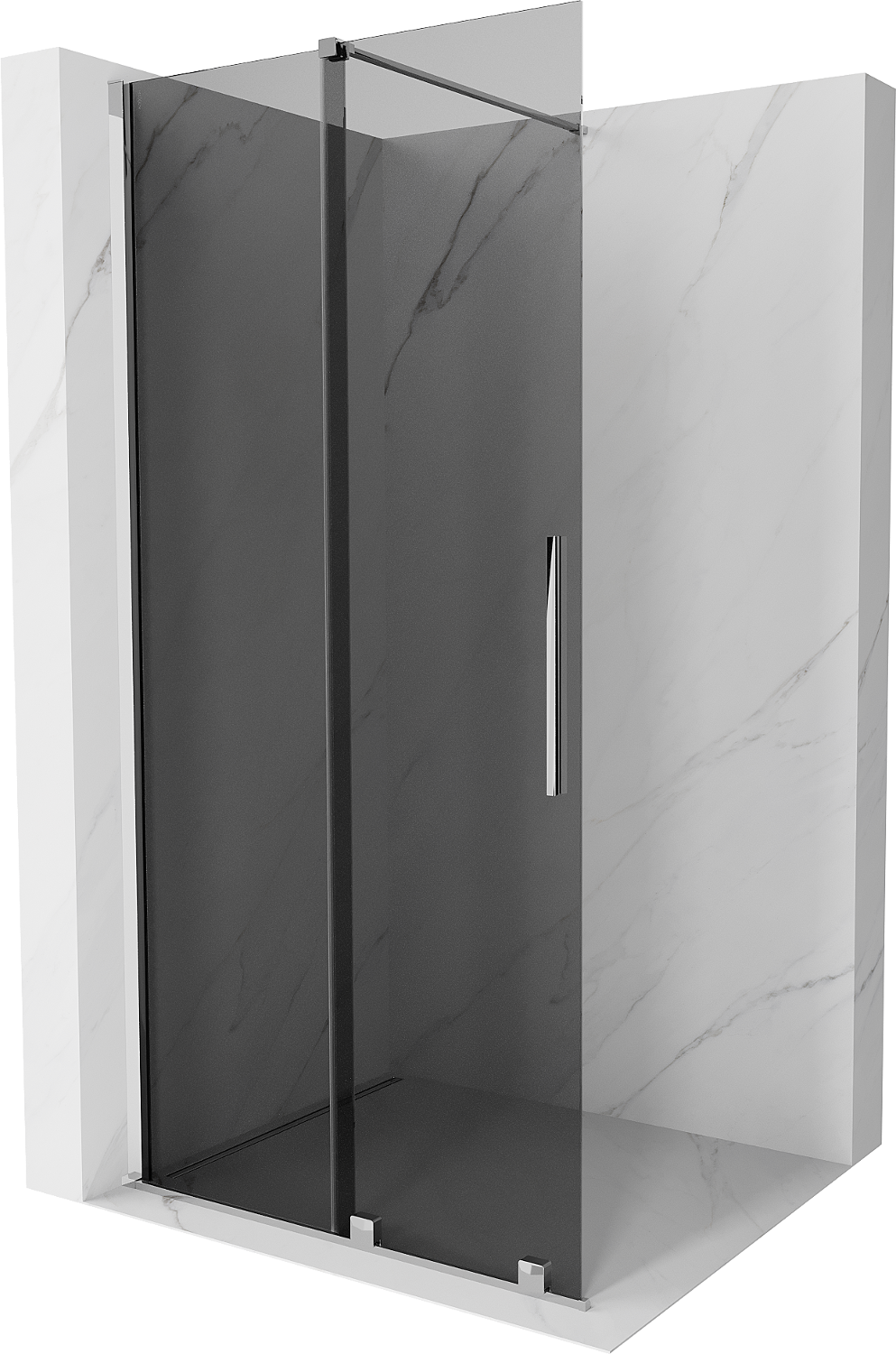 Mexen Velar Duschwand schwenkbar Walk-in 85 x 200 cm, graphit 8 mm, chrom - 871-085-000-43-01