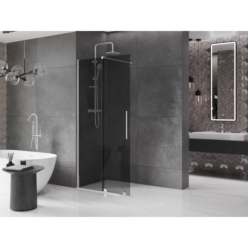 Mexen Velar Walk-in Duschwand zum Schieben 85 x 200 cm, Graphit 8 mm, Chrom - 871-085-000-43-01