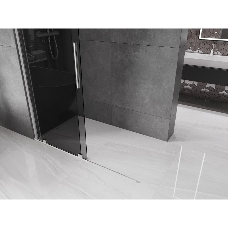 Mexen Velar Duschtrennwand zum Schieben Walk-in 130 x 200 cm, Graphit 8 mm, Chrom - 871-130-000-43-01