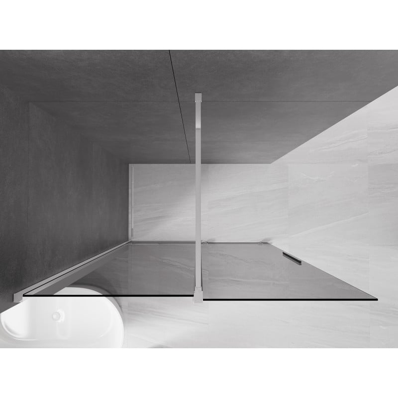 Mexen Velar Duschtrennwand zum Schieben Walk-in 130 x 200 cm, Graphit 8 mm, Chrom - 871-130-000-43-01