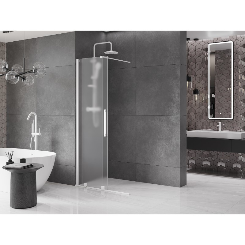 Mexen Velar Duschwand Schiebe-Walk-in 70 x 200 cm, 8 mm satiniert, weiß - 871-070-000-33-20