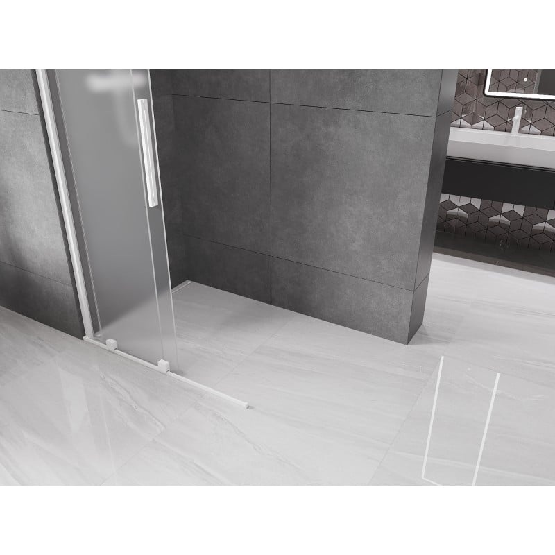 Mexen Velar Duschwand zum Schieben Walk-in 75 x 200 cm, 8 mm Mattglas, weiß - 871-075-000-33-20