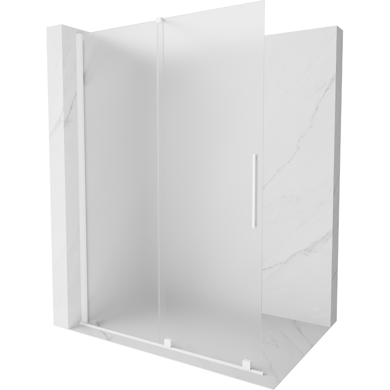 Mexen Velar verschiebbare Duschwand Walk-in 150 x 200 cm, Frost 8 mm, weiß - 871-150-000-33-20