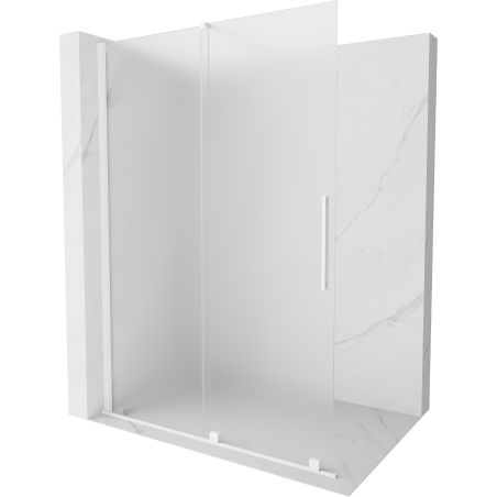 Mexen Velar verschiebbare Duschwand Walk-in 150 x 200 cm, Frost 8 mm, weiß - 871-150-000-33-20