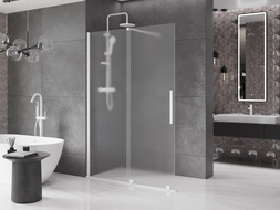 Mexen Velar Walk-in Duschwand, verschiebbar 160 x 200 cm, Eisoptik 8 mm, weiß - 871-160-000-33-20