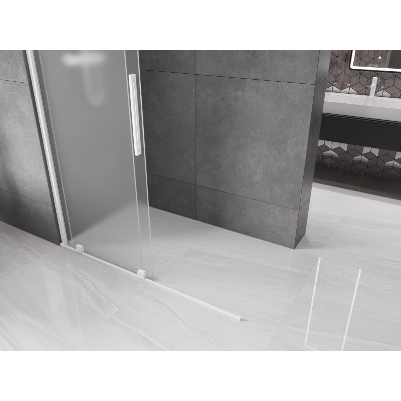 Mexen Velar Walk-in Duschwand, verschiebbar 160 x 200 cm, Eisoptik 8 mm, weiß - 871-160-000-33-20