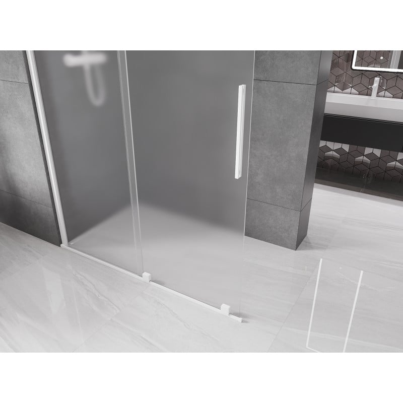 Mexen Velar Walk-in Duschwand, verschiebbar 160 x 200 cm, Eisoptik 8 mm, weiß - 871-160-000-33-20