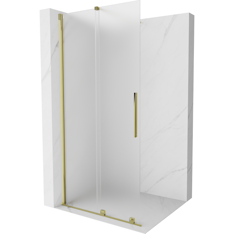 Mexen Velar Schiebetür Duschwand Walk-in 90 x 200 cm, Frost 8 mm, Gold - 871-090-000-33-50