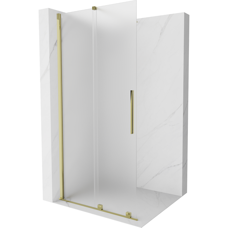 Mexen Velar Duschwand schiebbar Walk-in 100 x 200 cm, matt 8 mm, gold - 871-100-000-33-50