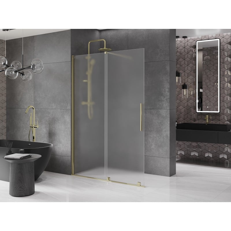 Mexen Velar Schiebedusche-Wand Walk-in 130 x 200 cm, matt 8 mm, gold - 871-130-000-33-50