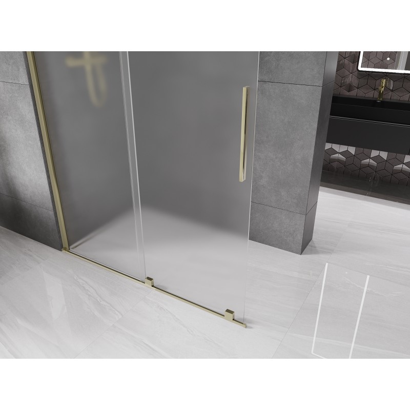 Mexen Velar Schiebedusche-Wand Walk-in 130 x 200 cm, matt 8 mm, gold - 871-130-000-33-50