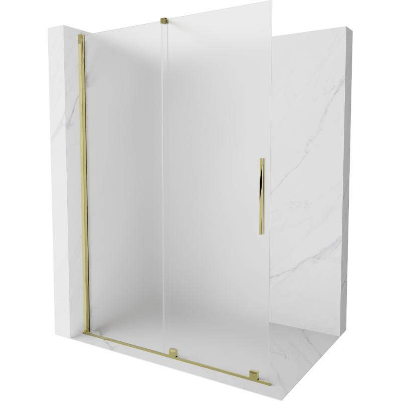 Mexen Velar Duschwand Walk-in 140 x 200 cm, Eisglas 8 mm, Gold - 871-140-000-33-50
