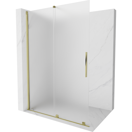 Mexen Velar Duschwand verschiebbar Walk-in 160 x 200 cm, Frost 8 mm, Gold - 871-160-000-33-50
