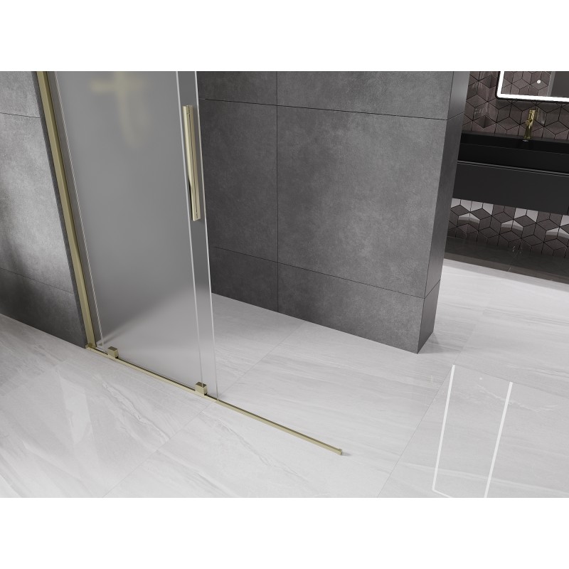 Mexen Velar Duschwand verschiebbar Walk-in 160 x 200 cm, Frost 8 mm, Gold - 871-160-000-33-50