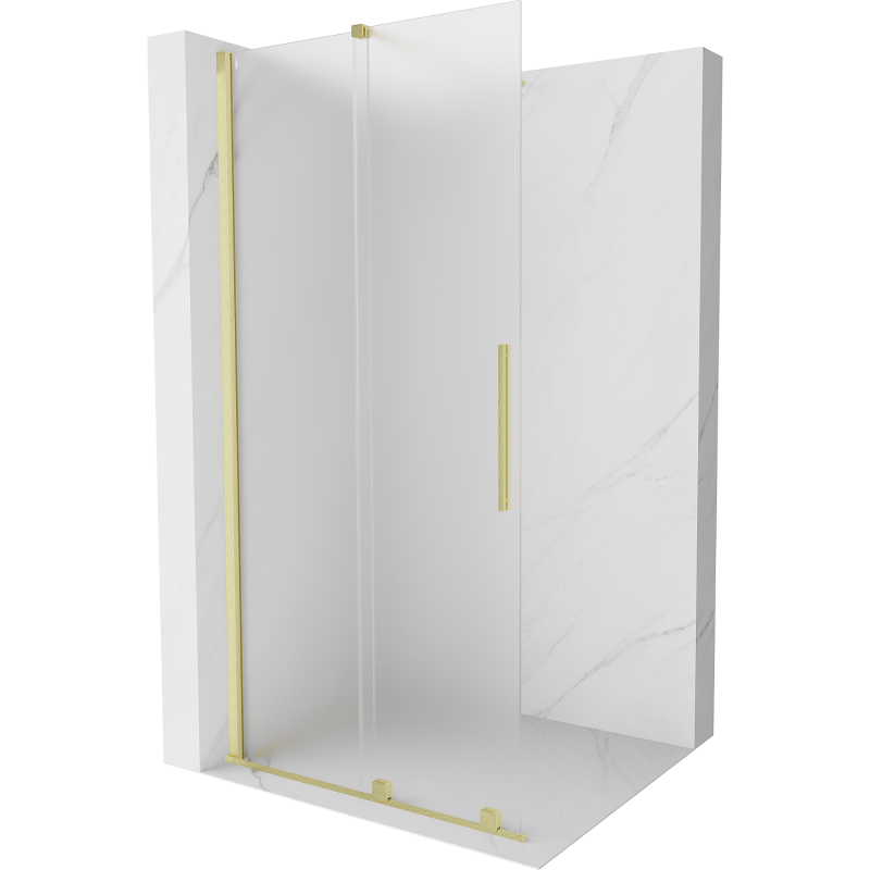 Mexen Velar Duschwand schiebbar Walk-in 75 x 200 cm, Eisglas 8 mm, gebürstet Gold - 871-075-000-33-55