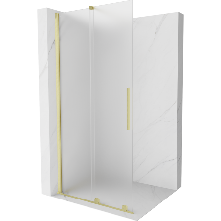 Mexen Velar Duschwand schiebbar Walk-in 75 x 200 cm, Eisglas 8 mm, gebürstet Gold - 871-075-000-33-55
