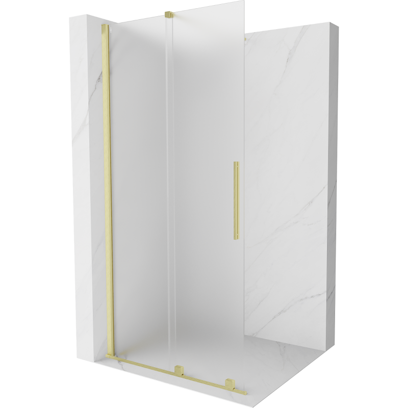 Mexen Velar Duschwand verschiebbar Walk-in 90 x 200 cm, matt 8 mm, gebürstetes Gold - 871-090-000-33-55