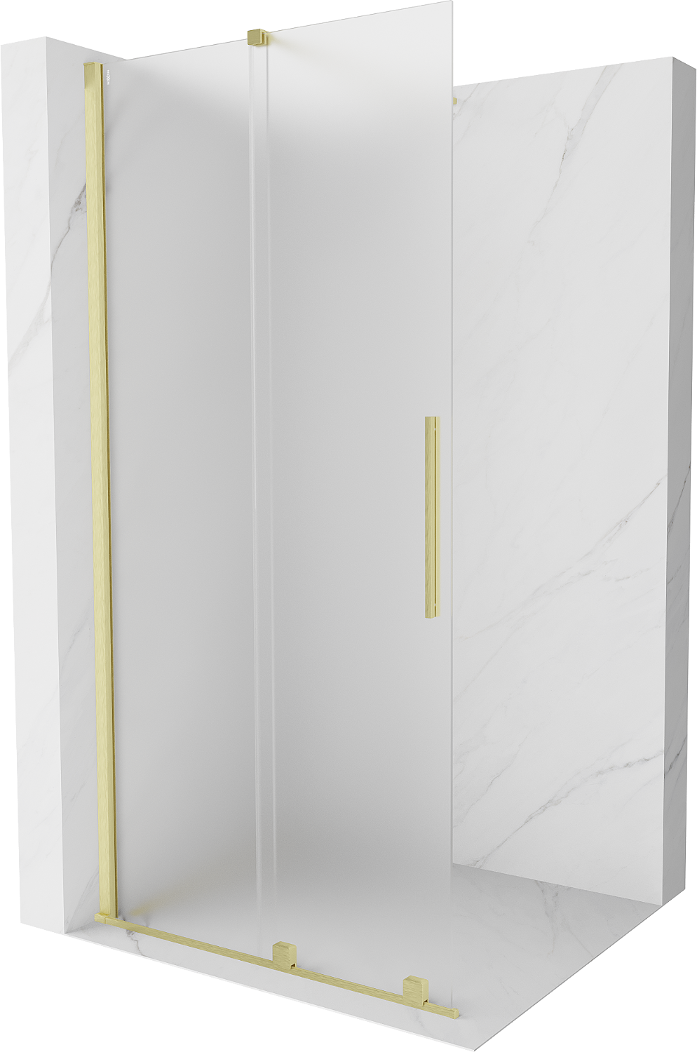 Mexen Velar Duschwand verschiebbar Walk-in 90 x 200 cm, matt 8 mm, gebürstetes Gold - 871-090-000-33-55