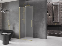 Mexen Velar Duschwand verschiebbar Walk-in 100 x 200 cm, Frost 8 mm, Gold gebürstet - 871-100-000-33-55
