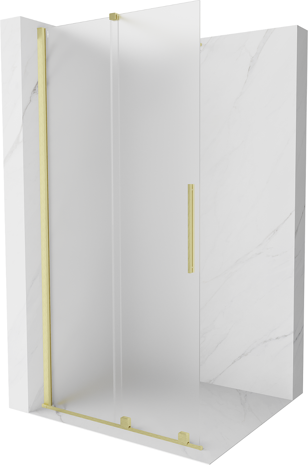 Mexen Velar Duschwand faltschiebbar Walk-in 100 x 200 cm, frostiert 8 mm, gebürstetes Gold - 871-100-000-33-55