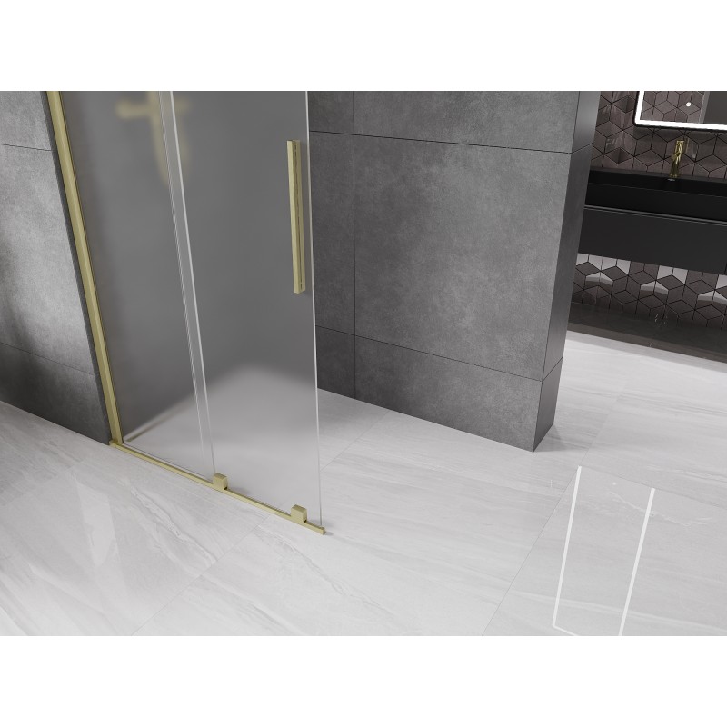 Mexen Velar begehbare Duschwand, verschiebbar 120 x 200 cm, Raureif 8 mm, gold gebürstet - 871-120-000-33-55