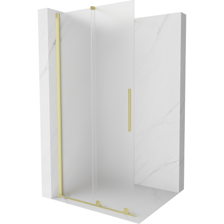 Mexen Velar begehbare Duschwand, verschiebbar 120 x 200 cm, Raureif 8 mm, gold gebürstet - 871-120-000-33-55